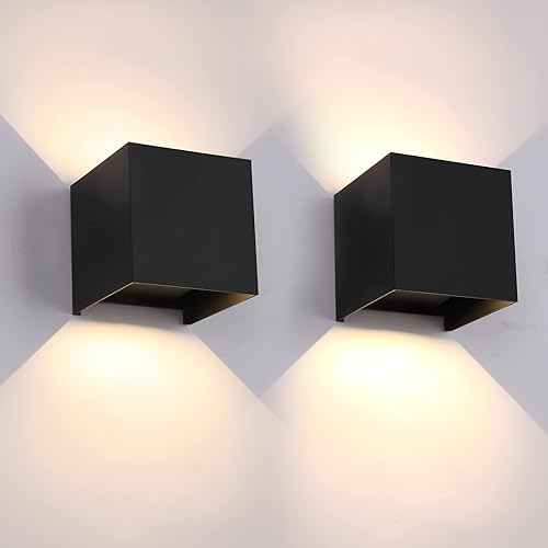 Miniatura 60 de Paquete de 4 lámparas de pared para exteriores de 12 W, para exteriores e interiores, apliques de pared LED negros modernos, IP65, impermeables, Luz