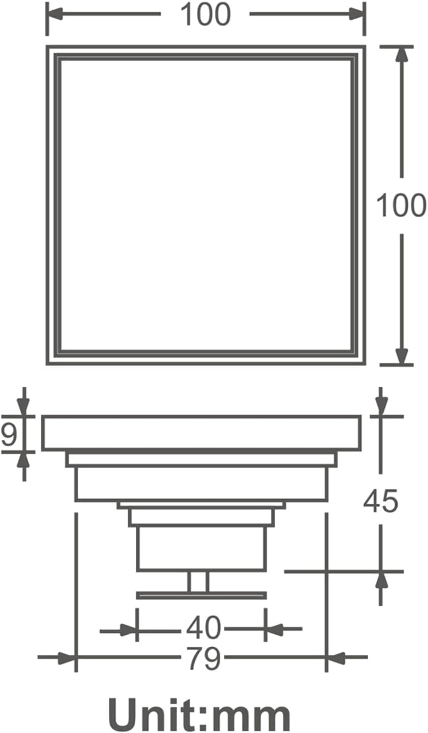 Cubierta de desagüe de Ducha de latón, desagüe de Piso de Ducha de Gran caudal, Desodorante Cuadrado de 4 Pulgadas, desagüe de desechos de Ducha con Cubierta extraíble, Acero Inoxidable Cromado