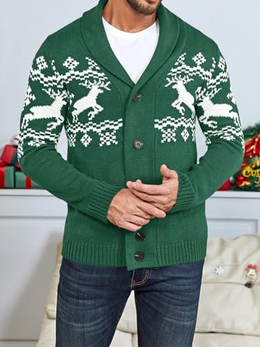Image of Karlywindow Mens Cable Knit Cardigan Sweater Shawl Collar Loose Fit Long Sleeve Casual Cardigans