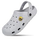 WALKAROO Men's Lightweight Comfort Clogs|Cushioned Footbed, Pivoting Back Strap, Water-Resistant Slip-On Casual Clogs|Beach,Travel, Gardening, Indoor & Outdoor Clogs for Men's| WC8801-LightGrey gallery image