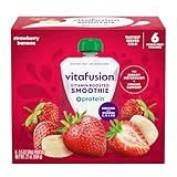 vitafusion Vitamin-Boosted Smoothie +Protein for Energy Metabolism and Immune Support, Strawberry Banana Flavor Excellent Source of Vitamins C, D, and B12, 3.5oz, 6 Count