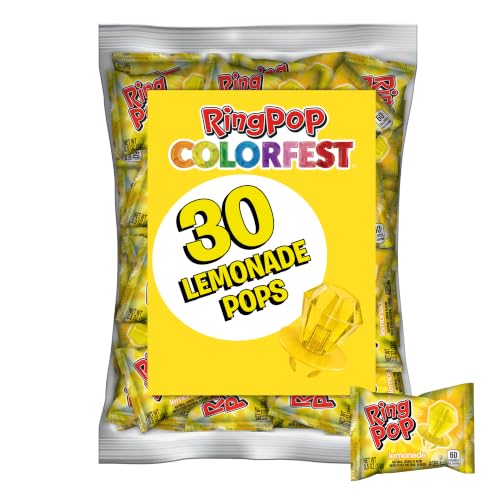 Image of Ring Pop Yellow Lemonade Lollipop, 30 Count, Bulk Candy, Party Favors