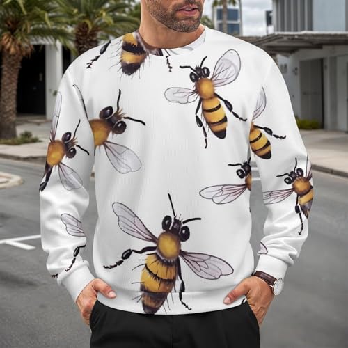 Funny Bees Print Loose Fitting Pullover Sweater Soft, Warm, and Comfortable2