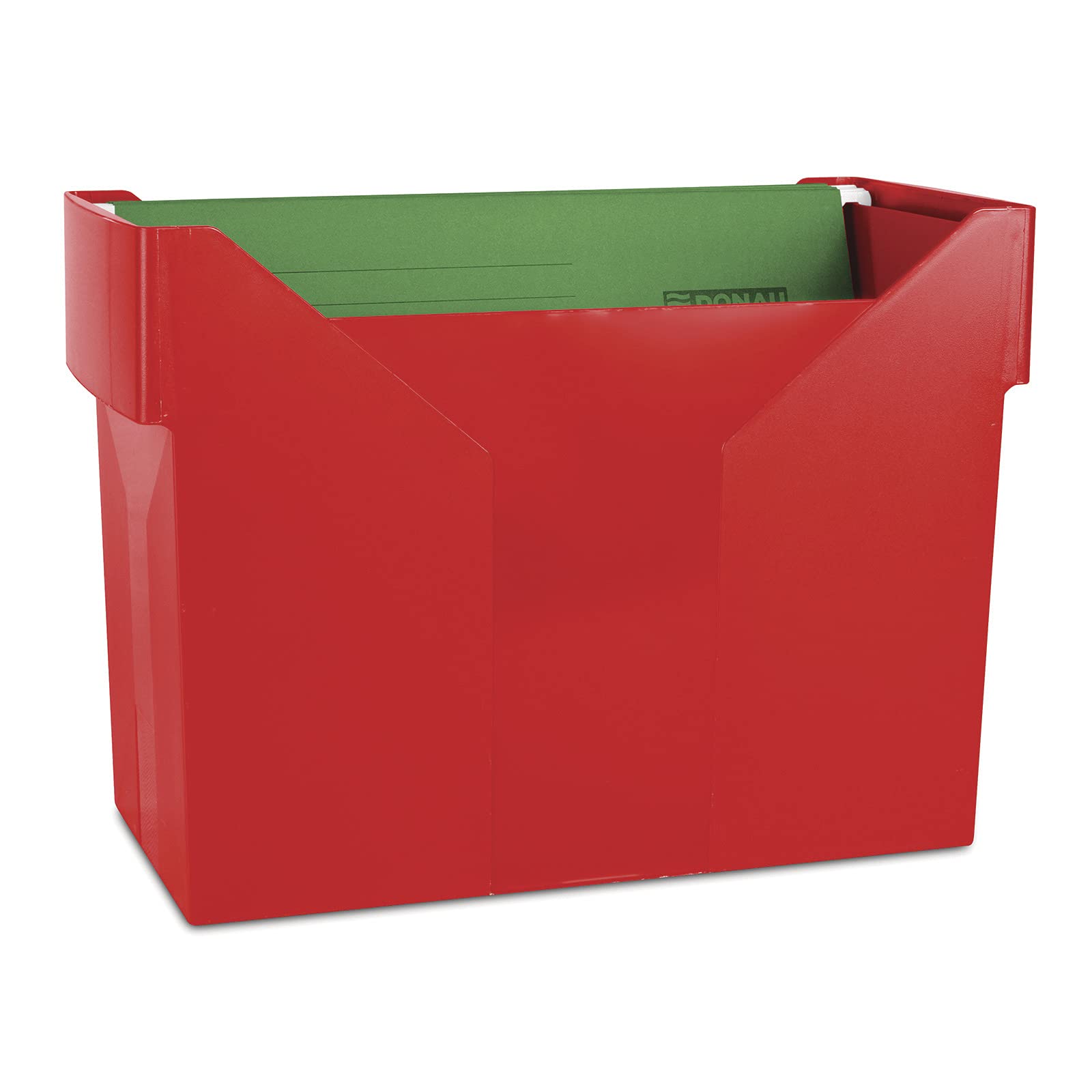 DONAU 7422001PL-04 Hängemappenbox mit 5 Hängemappen Free/ Hängeregister aus Bruchsicherem Kunststoff/ Praktische File Box für Ordner Mappen A4/ Farbe: Rot