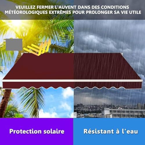 Auvent rétractable polyester résistant 4x2m orange blanc store banne extérieur 2 pièces - 4