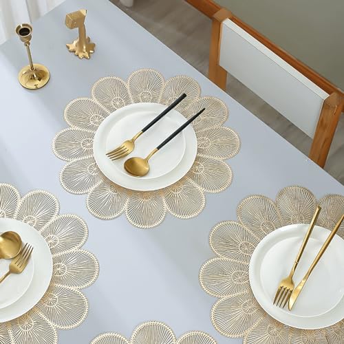 Lgjkyf Gold Flower Placemats Set Of 8, Spring Placemats Easter Summer Hollow Out Tablemats Heat-Resistant For Kitchen Dining Holiday Wedding Party Table Decoration 15Inch thumb #3