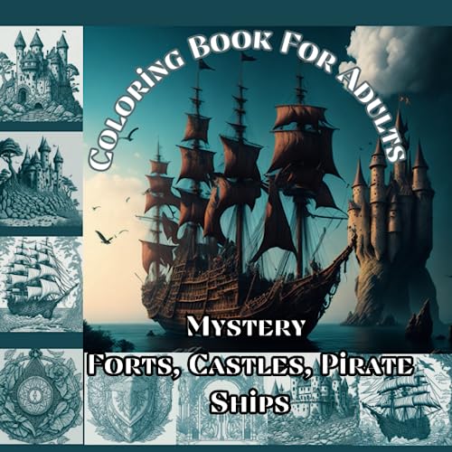 Mystery Forts, Castles, Pirate Ships Coloring Book For Adults: Coloring Book for Men: Shields, Amulets, Forts, Castle's Gates, M