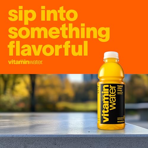 Image of vitaminwater Energy Tropical Citrus, Flavored Water Beverage, 16.9 fl oz Bottles, 6 Pack