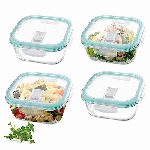 Treo By Milton Hi Borosilicate Clip Fresh Square Glass Container,...