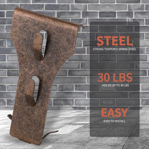 Image of 8Pcs Brick Clips for Hanging Outdoors, Brick Wall Hangers, Steel Brick Picture Hanger, No Drill Wall Clips for Artwork Photos, Fits Standard Size Bricks 2-1 /4 Inch to 2-3 /8 Inch