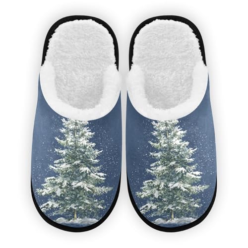 Green Snow Christmas Tree Slippers For Women Men Soft Memory Foam Non-Slip Festival Winter Indoor House Shoes Travel Slipper