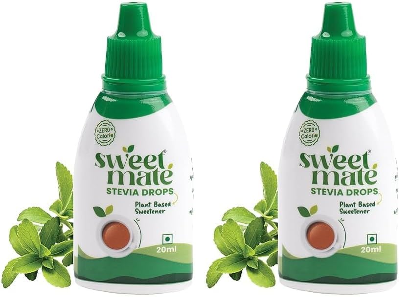 Image of Sweetmate Pure Stevia Drops 20ml - Zero Calorie, Diabetic Friendly, Sugar Free Liquid Sweetener | Plant-Based, Natural Stevia | No Preservatives | Keto & Vegan Friendly (Pack of 2)