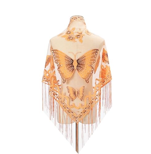 Image of Ralcosuss Women’s Butterfly Shawl and Wrap Lace Hollow Out Triangle Pashmina Scarf for Wedding Evening Party Dresses