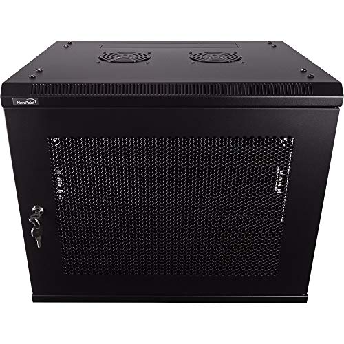 NavePoint 9U Deluxe IT Wallmount Cabinet Enclosure 19-Inch Server Network Rack with Locking Perforated Door Black with/Shelves