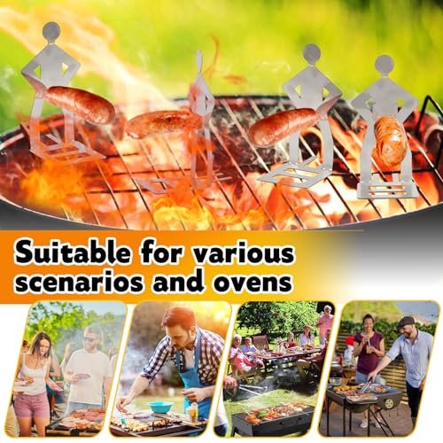 2 Stück Grillwursthalter Aus Edelstahl, Kreativer Stehender Mann Wurst Grillständer, Grill Zubehör für Gasgrill, Hot Dog BBQ Tools Für Outdoor Camping Kochzubehör
