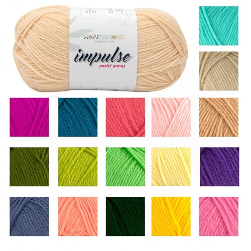 Image of WOAFashions Impulse Hand Knitting & Crochet Yarn, Premium Acrylic, 4 : Medium (Wheat) (3x100gms / 3.5oz / 200mtr / 218yds)