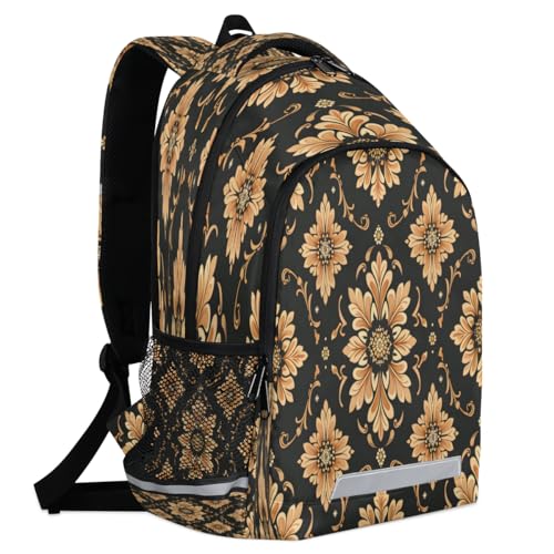 Vintage Floral Graphics Backpack with Chest Strap Reflective Lightweight Travel Hiking Backpack for Men Women Waterproof Daypack Back Pack for Commute Camping