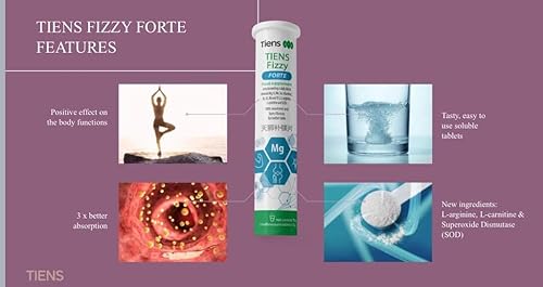 Miniatura 3 de Tiens Suplemento alimenticio de magnesio con vitaminas y minerales, tabletas espumosas TIENS (2.96oz) - Magnesio, vitamina B2, extractos de albahaca