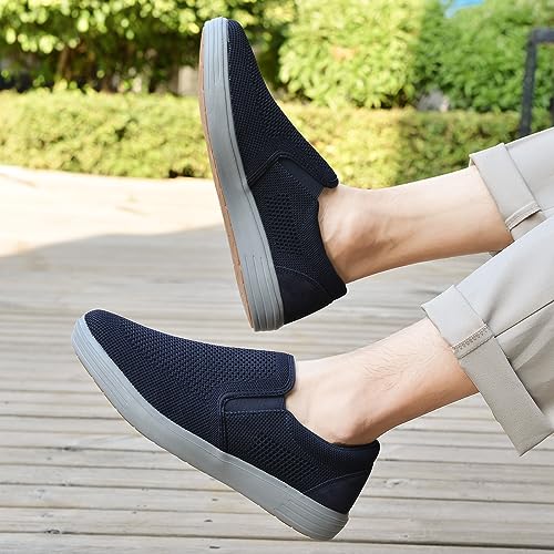 Image of konhill Mens Slip On Loafers Sneakers - Casual Knit Walking Shoes for Men, Lightweight Breathable Memory Foam Boat Shoes, Comfortable Slip-On Driving Loafers for Work Travel Beach