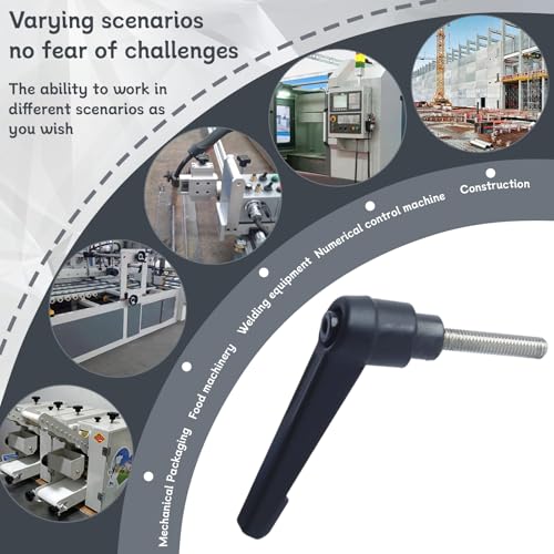 Image of Clamping Lever Handles with Quick Release Push Button Locking, 304 Stainless Steel M5 x 25mm Stud - Black (6 Pack)