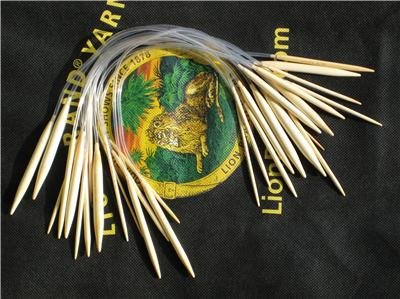 15 size 16 inch Brilliant Knitting (BR brand) bamboo circular knitting needles pins US 0-15