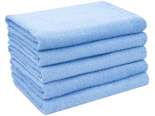 ZOLLNER Duschtücher 5er-Set 80% Baumwolle, 20% Polyester, 70x140 cm, hellblau