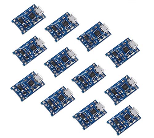Organizer 12pcs TP4056 Charging Module 5V Micro USB 1A 18650 Lithium Battery Charging Board with Protection Charger Module (Micro)