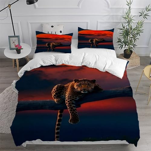 Parure de lit luxe imprimé 3D faune sauvage microfibre Super King