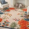 Nourison aloha indoor outdoor modern multicolor 36 x 56 area rug easy cleaning non shedding bed room living room dining room kitchen 4×6  urban country home decor