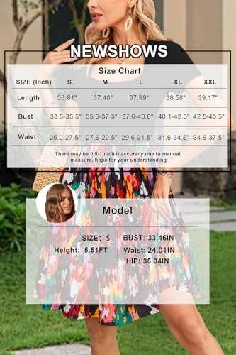 Image of Newshows Women's 2026 Summer Casual Square Neck Ruffle A Line Beach Vacation Sundress Work Business Dress with Pockets