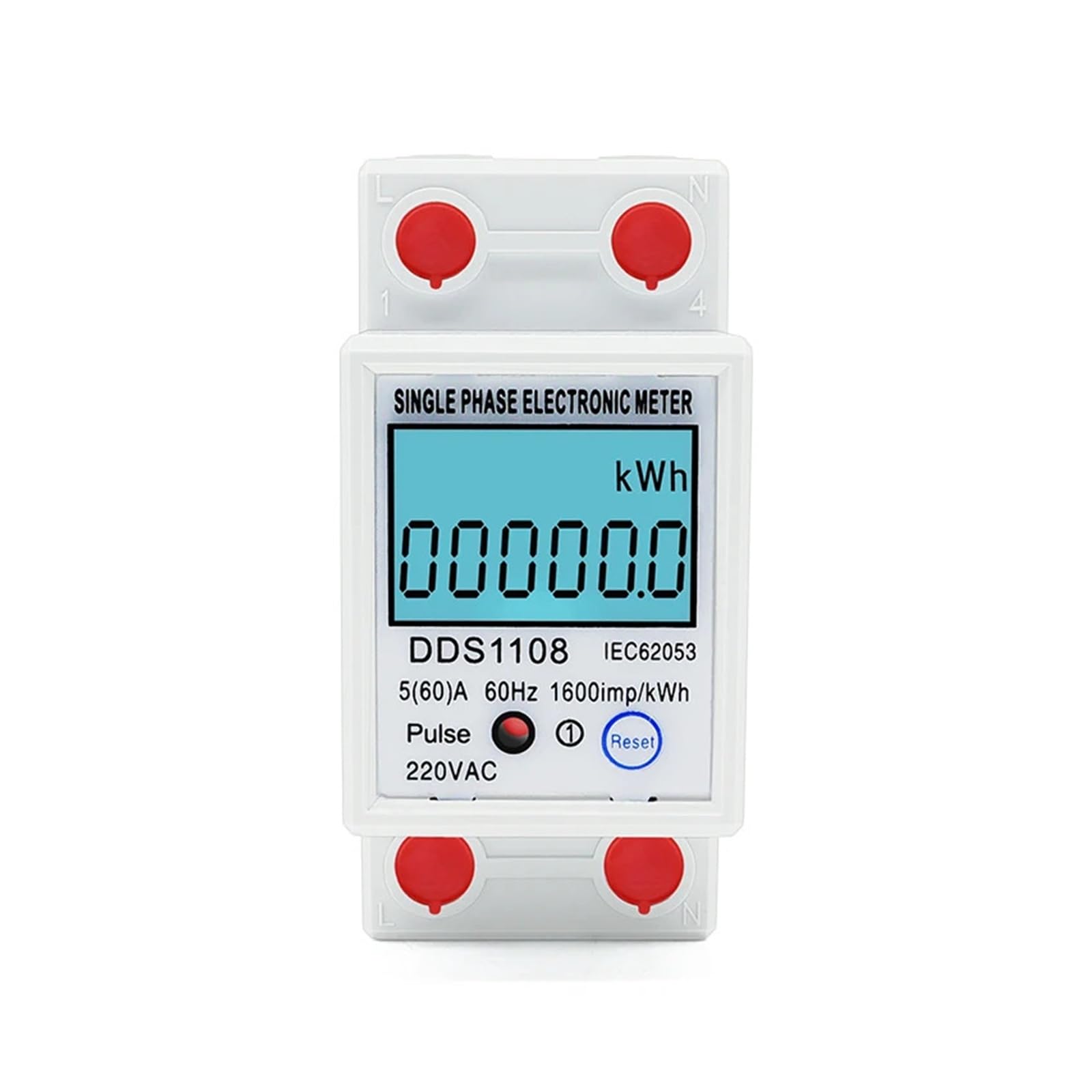 contatore Elettrico LCD 220VAC con retroilluminazione Digitale monofase Reset Zero contatore di energia kWh Tensione Corrente consumo energetico(DDS1108 Reset KWH)