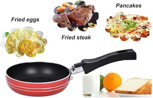 Miniatura 6 de ALisasin Mini 4.7 pulgadas con asa, suministros de cocina, mini antiadherente, fácil de limpiar, sartén de aluminio, resistente al calor, práctico y