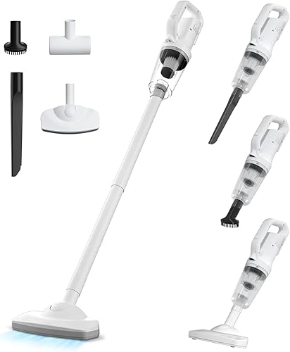 BETEAM Aspiradora inalámbrica, aspiradora recargable con potente succión, aspiradora inalámbrica ligera para suelos de madera dura, alfombras,