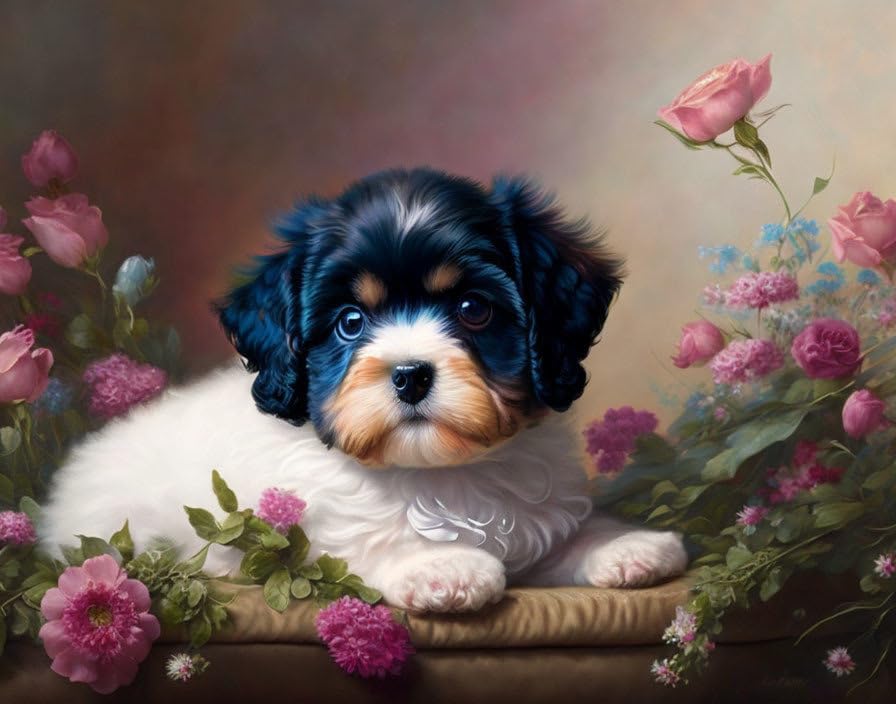 Chien maltais tableau toile 58x90cm impression haute finition