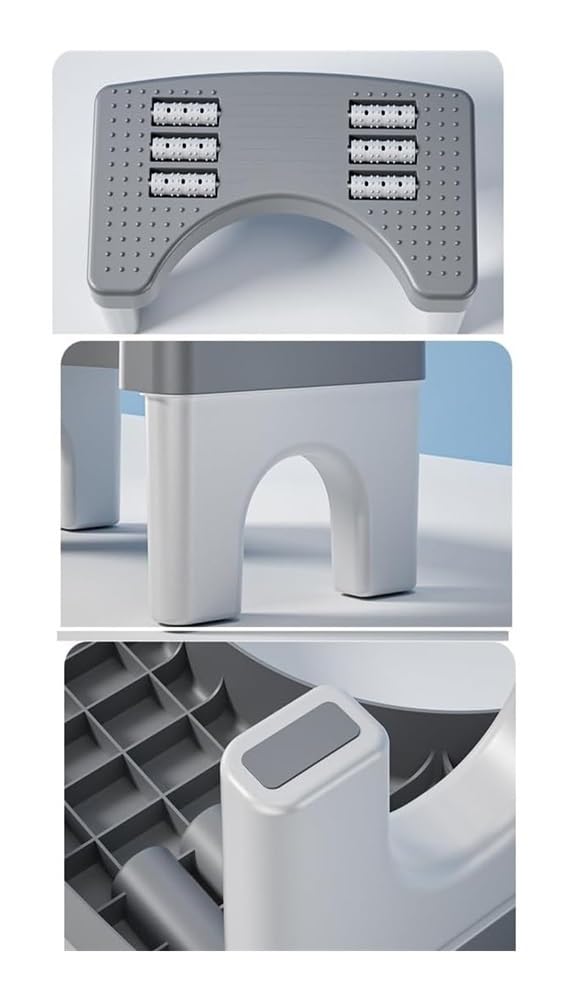 Taboret toaletowy do kucania, taboret łazienkowy, składany z wałkiem masującym, ergonomiczny podnóżek dla dorosłych, stopień, pomoc w nauce korzystania nocnika(Grey)