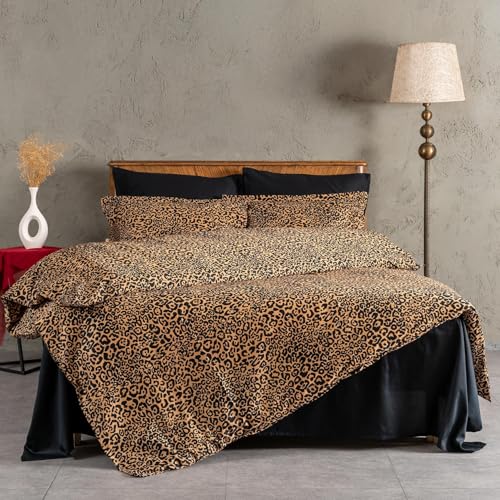 Siyah %100 Pamuk Tek Kişilik Saten Nevresim Takımı Panthera