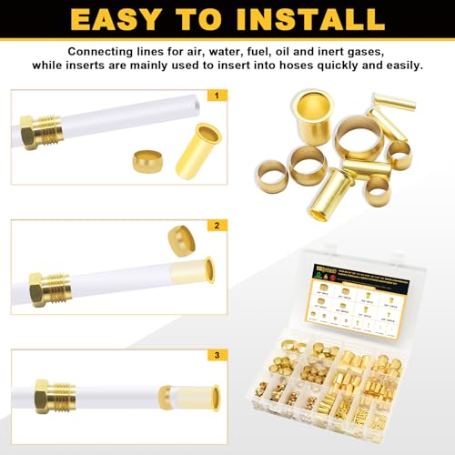 Image of Siptenk 320PCS Brass Compression Sleeves Ferrules Inserts Fittings Kit
