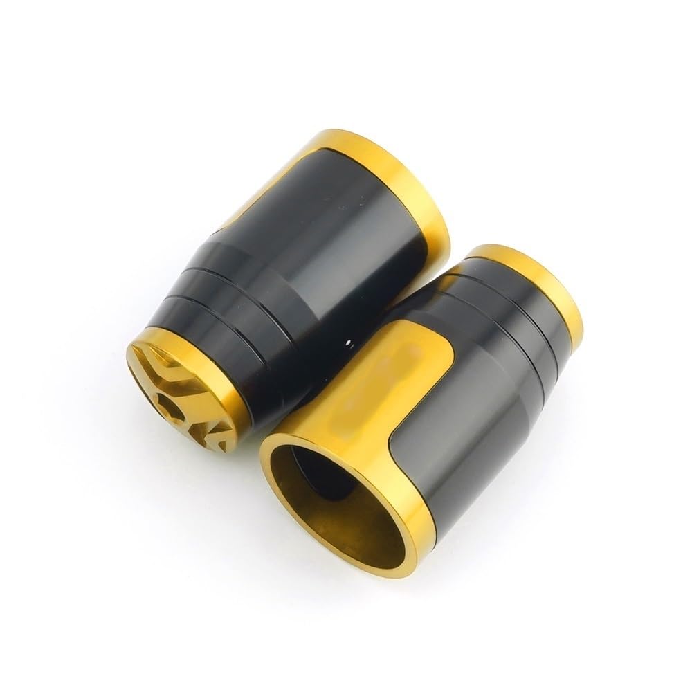 Tapones de manillar 22mm contra vibraciones en moto ZX6R con puños CNC color oro duraderos