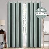 MIULEE Linen Texture Curtains for Bedroom Solid 100% Blackout Thermal Insulated Seafoam Green Curtains Grommet Room Darkening Curtains/Draperies for Living Room Nursery 52x84 Inch (2 Panels)