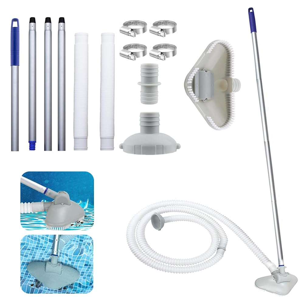 Pool Sauger Boden, Pool Staubsauger mit 3.1m Schlauch, Poolsauger mit Teleskopstange, Umlaufwasserauslass Nutzender Pool Bodensauger, Pool Sauger Bürste Starker Saugleistung, Pool Bodenreiniger
