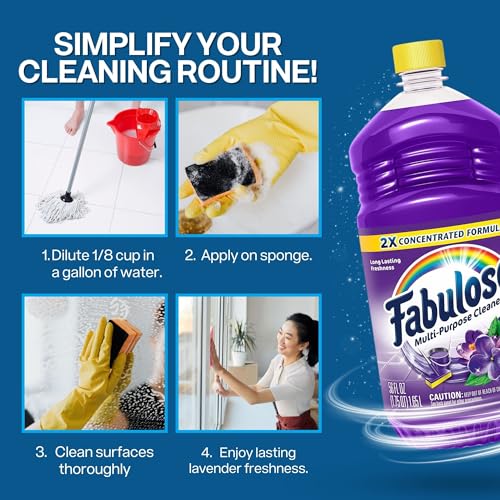 All-Purpose Cleaner Set: 56 oz Fabuloso Lavender, Reusable Spray Bottle, Cotton Tote Bag, and Cleaning Sticker for Enhanced Home Convenience