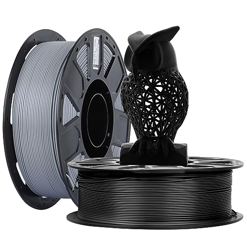 Creality PLA Filament 1.75mm 3D Printer Filament Ender PLA No-Tangling Smooth Printing Accuracy +/- 0.02mm Fit Most FDM 3D Printers (Black & Gray 2-Pack), 2.2lbs/Spool*2