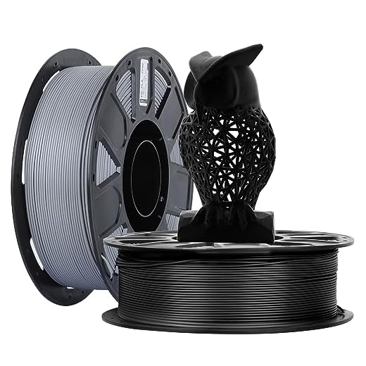 Creality PLA Filament 1.75mm 3D Printer Filament Ender PLA No-Tangling Smooth Printing Accuracy +/- 0.02mm Fit Most FDM 3D Printers (Black & Gray 2-Pack), 2.2lbs/Spool*2
