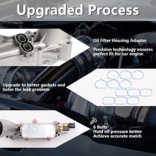 Aluminum Oil Filter Housing Engine Oil Cooler For 2011-2017 Dodge Charger Durango Challenger Journey Jeep Wrangler Cherokee Chrysler 200 300 Ram ProMaster 3.6L V6 for 926-876 926-959 68105583AF - Image 4