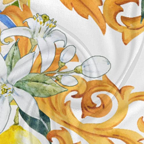 Lemon Plant Flowers Square Silk Hair Scarf for Women, Lightweight Summer Head Scarf for Girls Wedding Travel Yoga Handkerchief Shawl Sunscreen Scarves Hair Accessories 23.6 Inches3