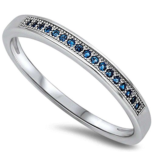 Oxford Diamond Co Simulated Blue Sapphire Band .925 Sterling Silver Ring Size 6