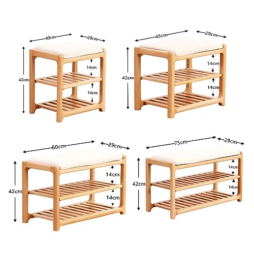 Tabouret à langer en bois résistant avec assise rembourrée et étagère basse - 3