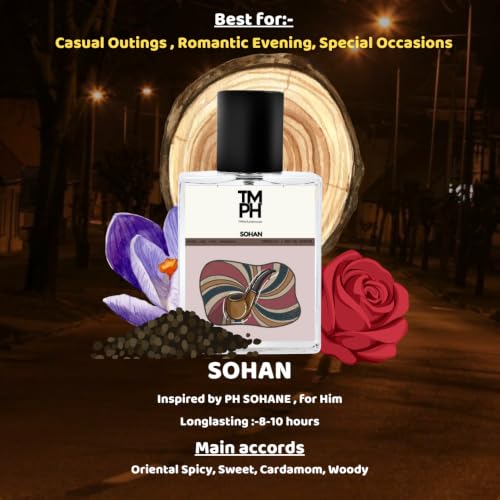 Image of TMPerfumehouse Sohan EDP for Men | Spicy, Woody & Long Lasting Perfume Spray | Woody, Rose & Warmspicy Fragrance | Luxury Gift for Him | TMPH | 50ml