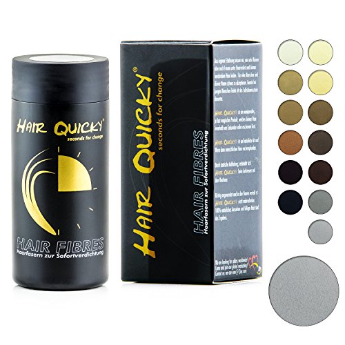 Hair Quicky® Premium Hair Fibers, fibras de pelo, construcción de pelo espesante de cabello, en caso de alopecia calvicie caída del pelo o cabello ralo, natural queratina | 28g | gris