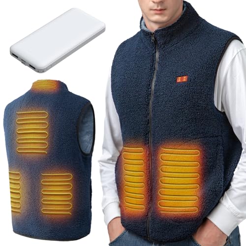 LABCOOL Polar Fleece Heated Vest USB Rechargeable With 10000mAh Battery pack，3 Heat Levels Washable electric Vest